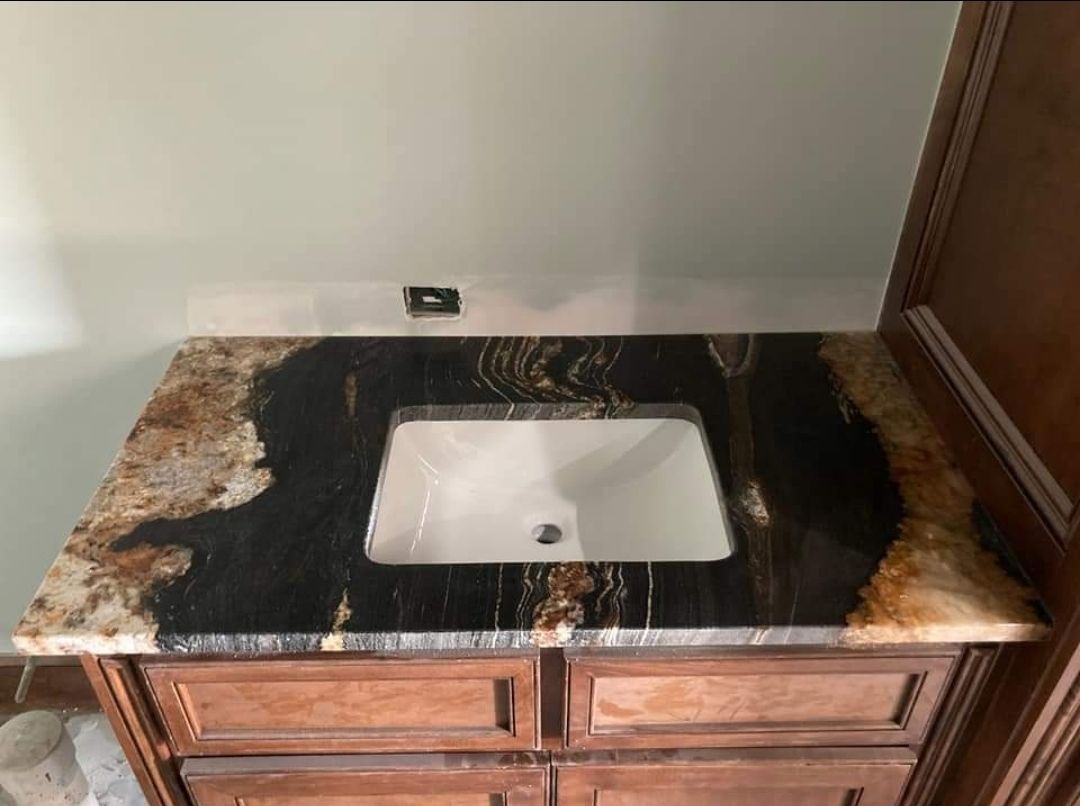 Dark marble countertop in Lawton, OK bath